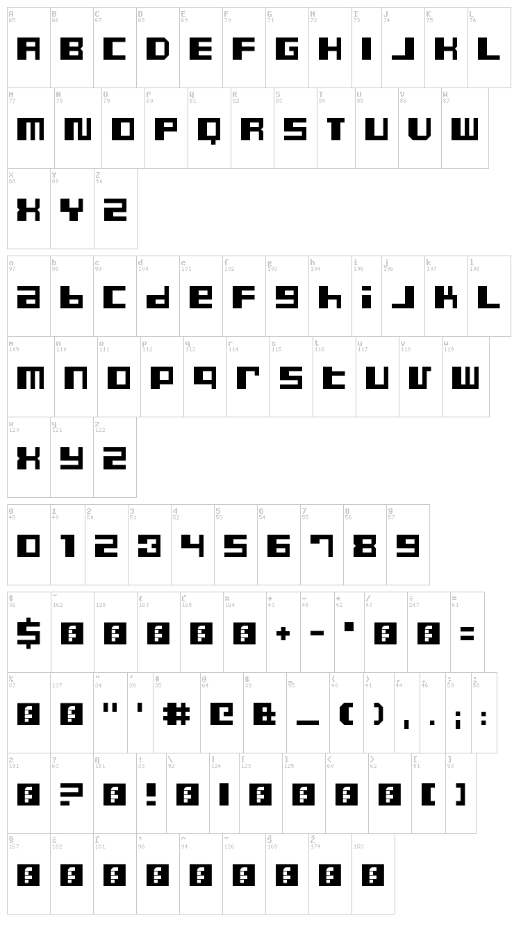 Dusty Pro font map